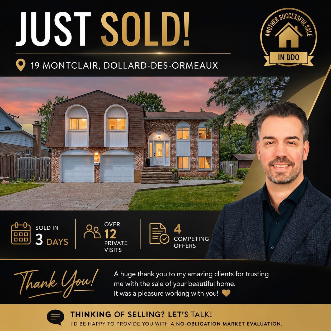 Sold West Island home represented by Matthew De Angelis